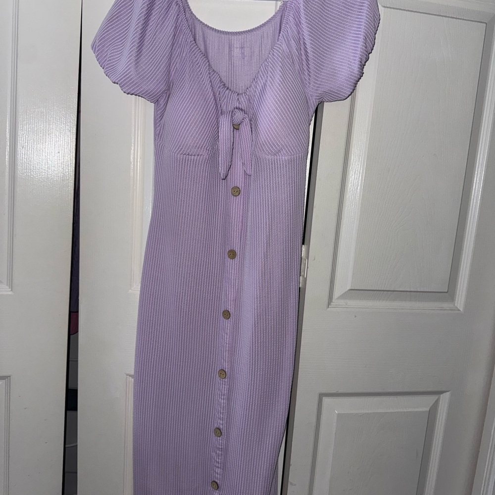 No Boundaries Lilac Button-Front Midi Dress